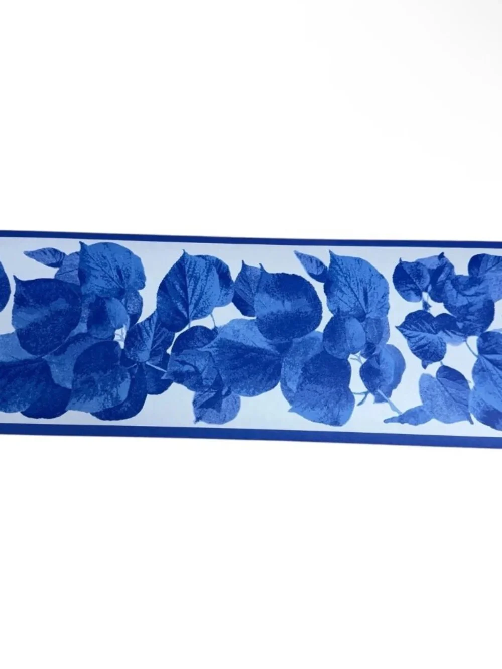 Marimekko Imperial Vintage Wallpaper Border Blue White Leaf Cottage Chic 2 Rolls